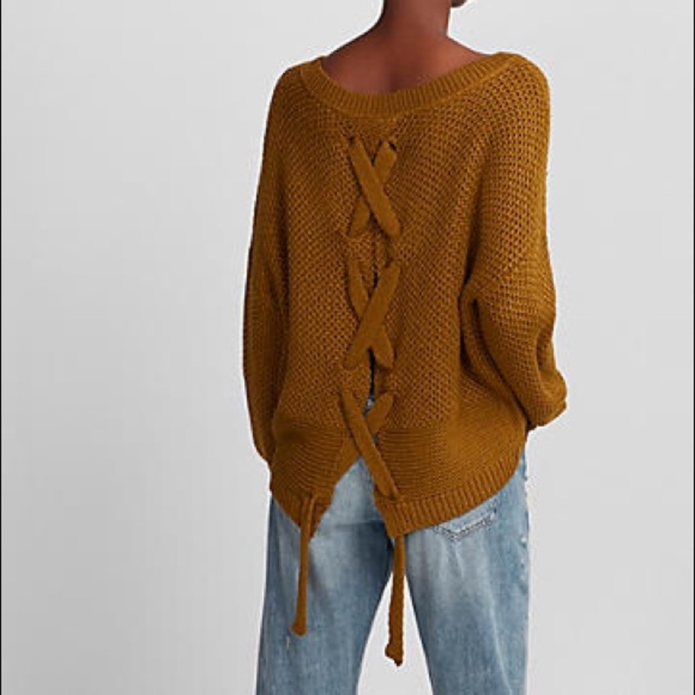 Maroon Lace-Up Split Back Sweater - image 5